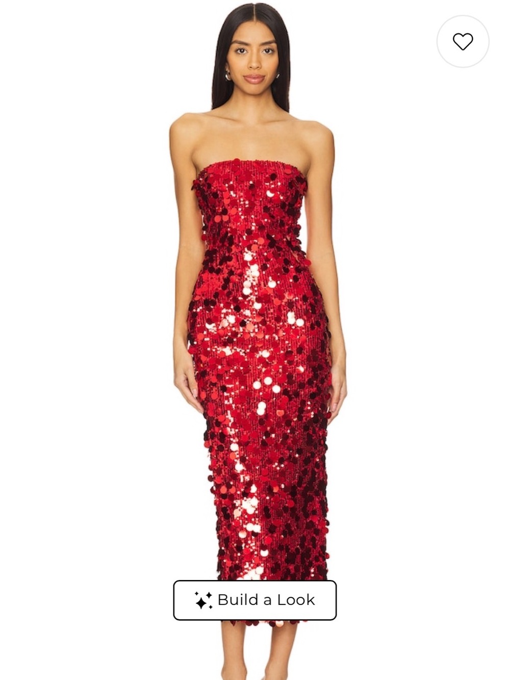 Runaway Red Sequin Strapless Midi Dress